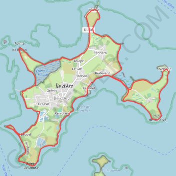 Trace GPS Tour du Golfe du Morbihan - Île d'Arz, itinéraire, parcours