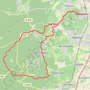 Trace GPS Le Triangle de Sainte-Odile, itinéraire, parcours