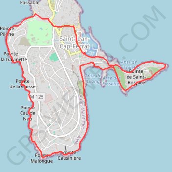 Trace GPS Tour du Cap Ferrat, itinéraire, parcours
