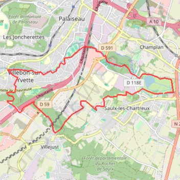 Trace GPS De saulx à villebon, itinéraire, parcours