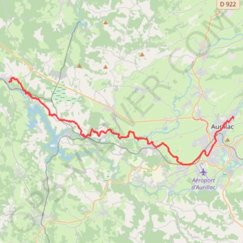 Trace GPS Via Arverna - Chemin de Compostelle - Étape 13 - Aurillac - Laroquebrou, itinéraire, parcours