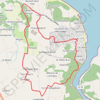 Trace GPS Autour de Locquénolé, itinéraire, parcours