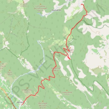 Trace GPS De Teyssières (gîte de Miélandre) à Venterol par Cougoir, itinéraire, parcours