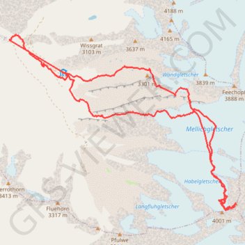 Trace GPS Rimpfischhorn, itinéraire, parcours
