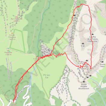 Trace GPS Chartreuse - Dent de Crolles depuis de col du coq retour en boucle par le trou du Glaz, itinéraire, parcours