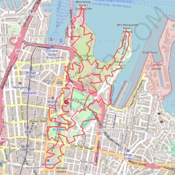 Trace GPS Royal Botanic Park - Sydney, itinéraire, parcours