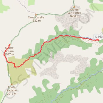 Trace GPS Monte Grosso par Melaja, itinéraire, parcours