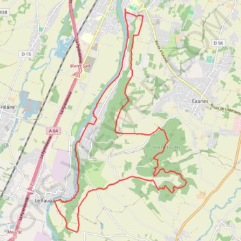 Trace GPS Muret, à la sortie du lycée vers la Forêt d'Eaunes, itinéraire, parcours