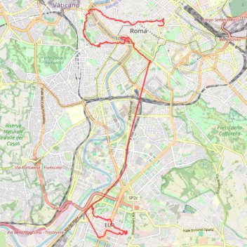 Trace GPS Rome, quartier EUR et Trastevere, itinéraire, parcours