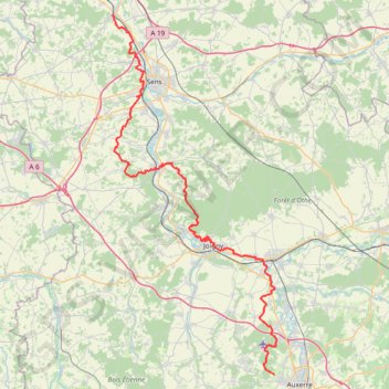 Trace GPS GR213 De Pont-sur-Yonne à Saint Georges-sur-Baulche (Yonne), itinéraire, parcours