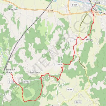 Trace GPS Grande Traversée des PréAlpes : La Roche-sur-Grâne - Crest, itinéraire, parcours