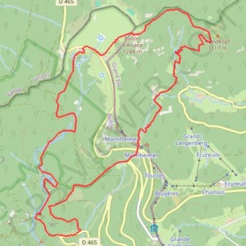 Trace GPS Ballon d'Alsace, itinéraire, parcours