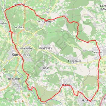 Trace GPS Tour de la Vaunage - Sommières, itinéraire, parcours