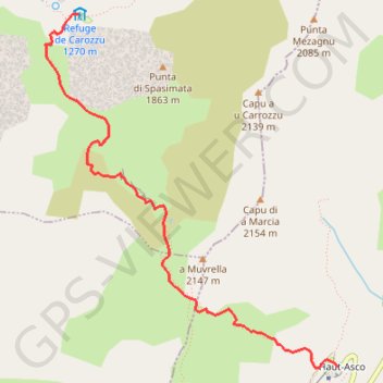 Trace GPS GR20 Ascu Stagnu-Carozzu, itinéraire, parcours