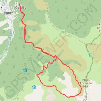 Trace GPS Daniel Siguer Gesties Pic du Col Taillat, itinéraire, parcours