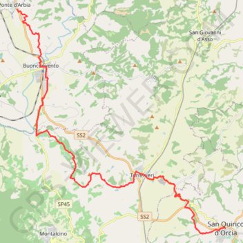 Trace GPS De Ponte d'Arbia à San Quirico, itinéraire, parcours