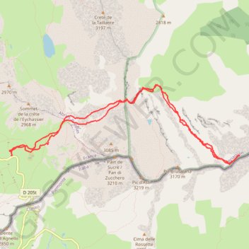 Trace GPS Mont aiguillette - Anticima, itinéraire, parcours