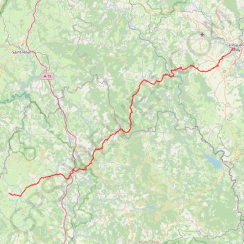 Trace GPS GR65 Via Podiensis Du Puy-en-Velay (Haute-Loire) à Nasbinals (Lozère) (2020), itinéraire, parcours