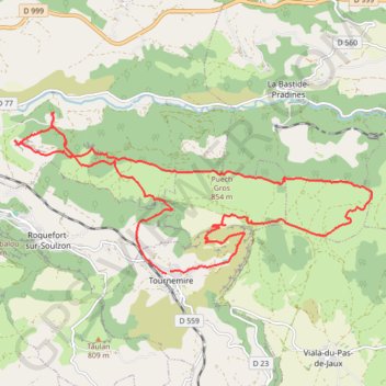 Trace GPS Rando tournemire crete du cernon Monclarat, itinéraire, parcours