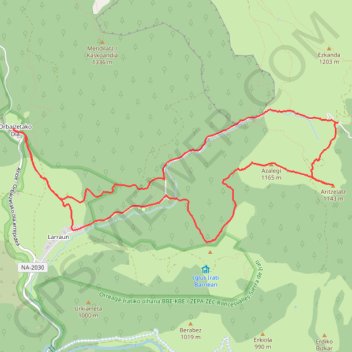 Trace GPS Azalegi - Chapelle San Esteban - Aritzelatz depuis Orbaitzetako Ola, itinéraire, parcours