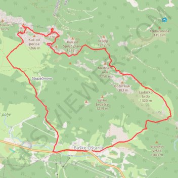 Trace GPS KIZA - GRABAR - LJUBIČKO BRDO, itinéraire, parcours