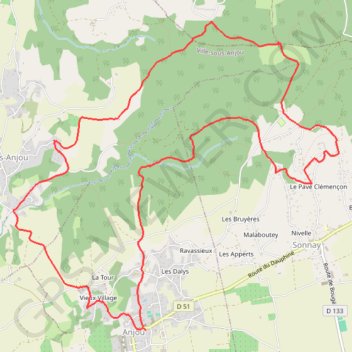 Trace GPS Anjou (38) - Fontaine Sainte Catherine, itinéraire, parcours