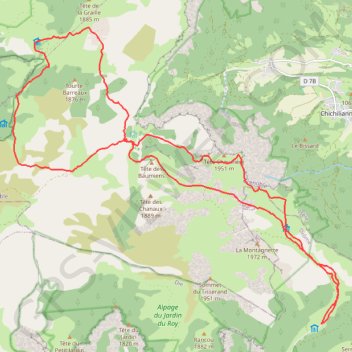 Trace GPS Combau - Chaumailloux par Tête Chevalière - Pré Peyret par Peyre Rouge - Chaumailloux par col du Pison - Combau par Pas de la Chevrerie, itinéraire, parcours