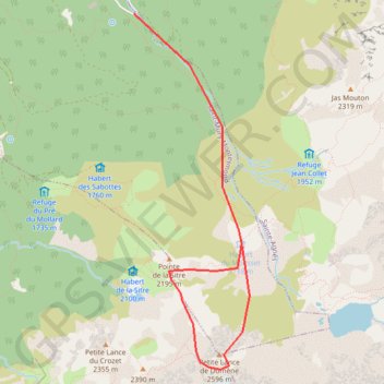 Trace GPS Petite Lance de Domène, itinéraire, parcours