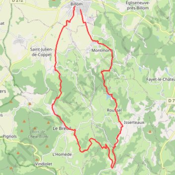 Trace GPS VTT en Toscane d'Auvergne : Classique Sud par Dagout, itinéraire, parcours