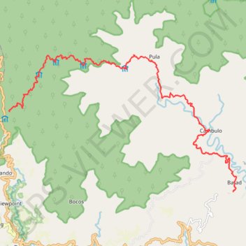 Trace GPS Pula - Cambulo - Batad, itinéraire, parcours