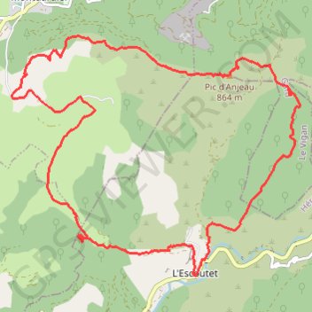 Trace GPS Gorges et Forêt de la Vis - Gorniès - Caucanas - Rocher de la Tude - Pic et et grotte d'Anjeau, itinéraire, parcours