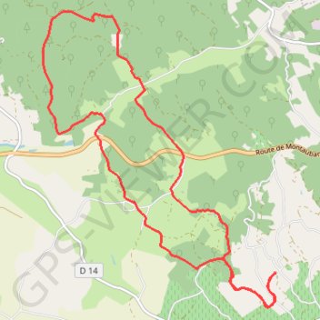 Trace GPS Gr de pays de Montagut par la fôret de Sivens, itinéraire, parcours