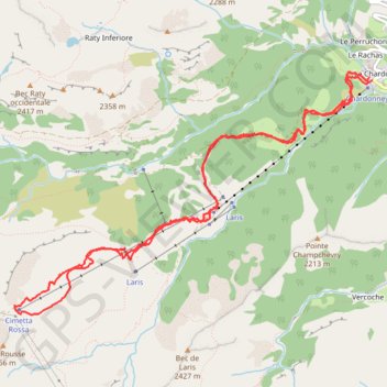 Trace GPS Cimetta Rossa, itinéraire, parcours