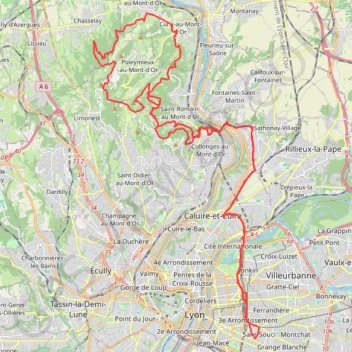 Trace GPS Lyon - Mont d'Or, itinéraire, parcours