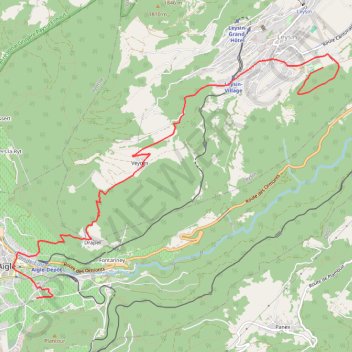 Trace GPS An example GPX between Aigle and Leysin, itinéraire, parcours