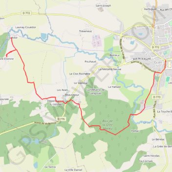 Trace GPS Boucle du Dran - Guer, itinéraire, parcours