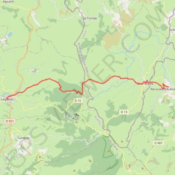 Trace GPS Laguiole - Recoules, itinéraire, parcours