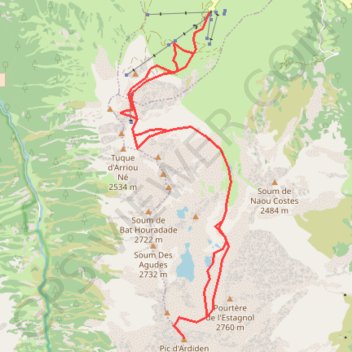 Trace GPS Pic d'Ardiden depuis Luz-Ardiden, itinéraire, parcours