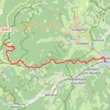 Trace GPS De Munster aux 3 Fours (Aller) - Munster, itinéraire, parcours