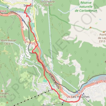 Trace GPS Itinéraire VTT - P : Des Houches à Servoz - Le Chemin des Diligences, itinéraire, parcours
