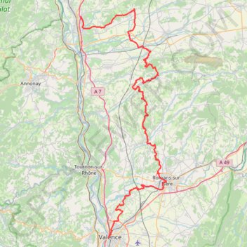 Trace GPS GR422 Sur les pas de Charles IX. De Roussillon (Isère) à Valence (Drôme), itinéraire, parcours