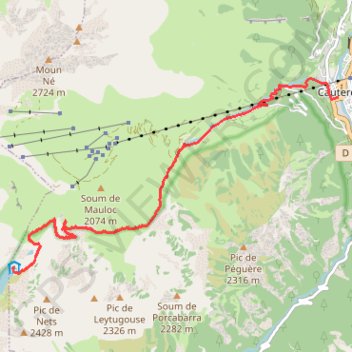 Trace GPS Montée au refuge d'Ilhéou depuis Cauterets, itinéraire, parcours