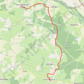 Trace GPS GR300 entre Saint-Menoux et Saint-Léopardin d'Augy, itinéraire, parcours
