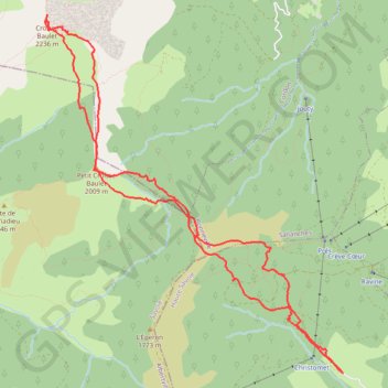 Trace GPS Croisse Baulet depuis le Ball Trap (Megève), itinéraire, parcours