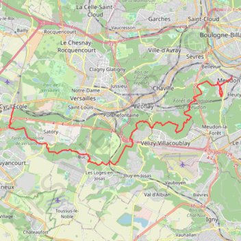 Trace GPS De Meudon à Saint Cyr, itinéraire, parcours