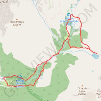 Trace GPS Le refuge de Cougourde et le lac de Trécolpas, itinéraire, parcours