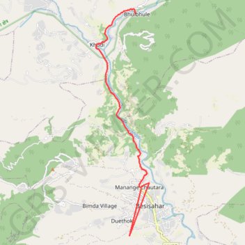Trace GPS Besisahar à Bulbhule, itinéraire, parcours