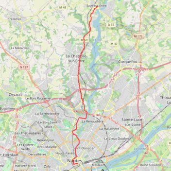 Trace GPS L'Erdre à vélo, itinéraire, parcours