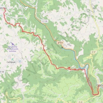 Trace GPS Estaing - Golinhac, itinéraire, parcours