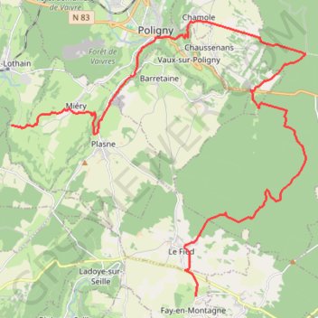 Trace GPS Fay-en-Montagne - Saint-Lothain via Les Poligny, itinéraire, parcours